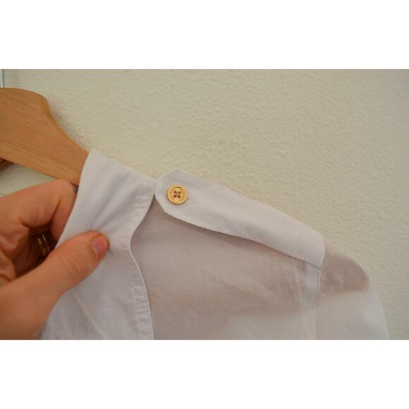 Tory Burch White Cotton Button Down Blouse Size 10 - Picture 4 of 5